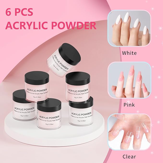 Practice Hand for Acrylic Nails - Acrylic Fake Mannequin Practice Hand - Flexible Hands Model With Powder and Liquid Full Nail Kit for Beginners