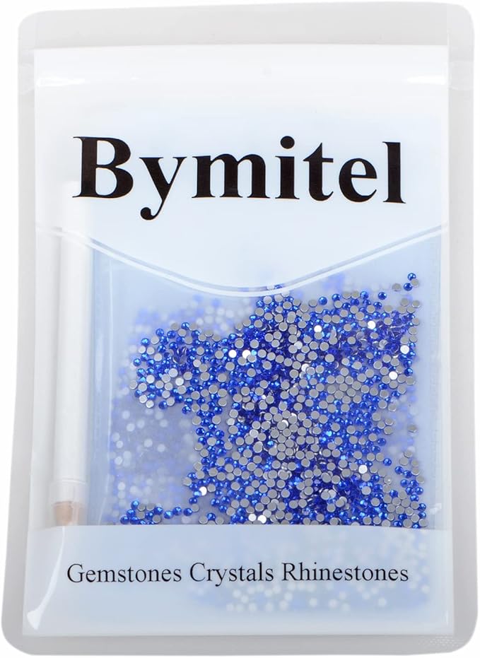 2880PCS Art Nail Rhinestones Non Hotfix Glue Fix Round Crystals Glass Flatback for DIY Jewelry Making with one Picking Pen (ss6 2880pcs, Sapphire)