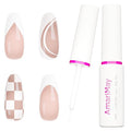 Nail Polish White Gel Art Liner, 7ml Classic Colors Nail Paint Design with Thin Brush, for DIY French Manicure at Home, UV/LED Cure Needed.