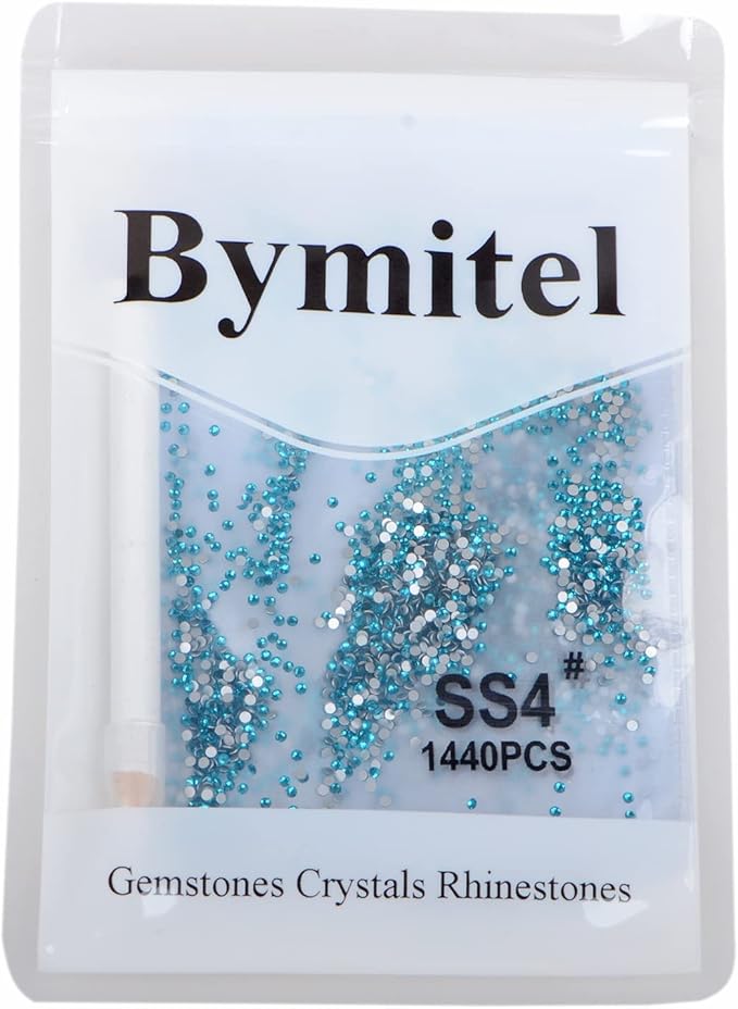 2880PCS Art Nail Rhinestones Non Hotfix Glue Fix Round Crystals Glass Flatback for DIY Jewelry Making with one Picking Pen (ss4 2880pcs, Aquamarine)