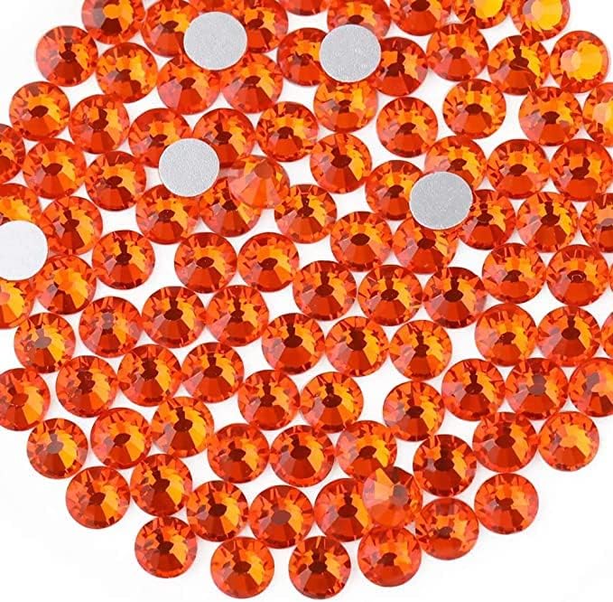 Beadsland 2880pcs Flat Back Crystal Rhinestones Round Gems for Nail Art and Craft Glue Fix, Orange,SS20,4.6-4.8mm
