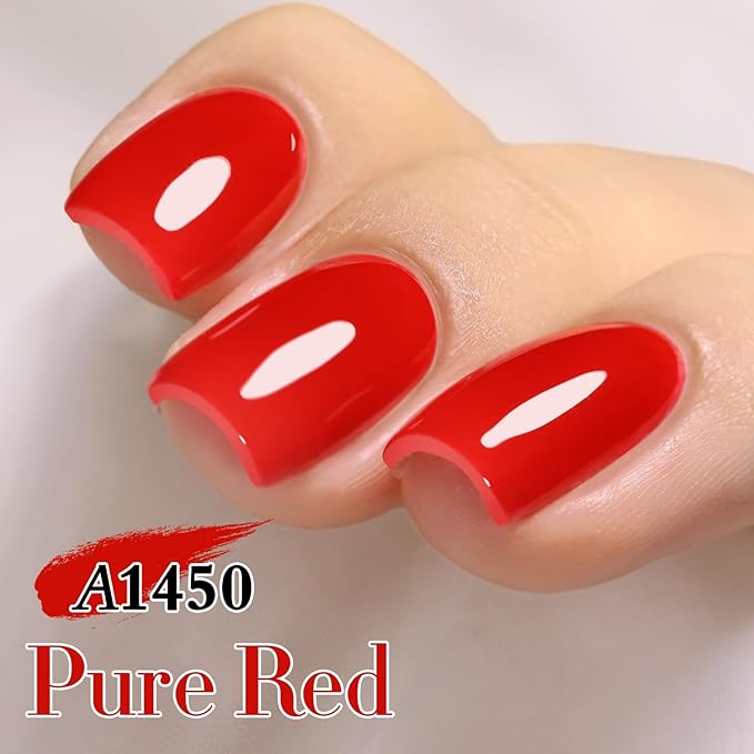 Double Rhythm Gel Polish 15ML Jelly Sheer Pastel Light Milky Color Pearl White Bottle 1 PC 0.5 OZ Full Size Nail Art Salon at Home (Red-D1450)