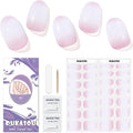 Semi Cured Gel Nail Strips,28 Pcs French Nail Stickers,Long Lasting Gel Strips with UV Light Rquried,Nail Art Stickers Easy to Apply（Clear）