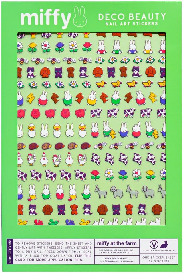 Deco Beauty Miffy at The Farm-Super Thin & Easy-to-Apply Nail Art with the Cutest Designs-Durable & Long-Lasting Nail Art Stickers and Decals for Women, for DIY At-Home Manicures & Salon-Quality Nails