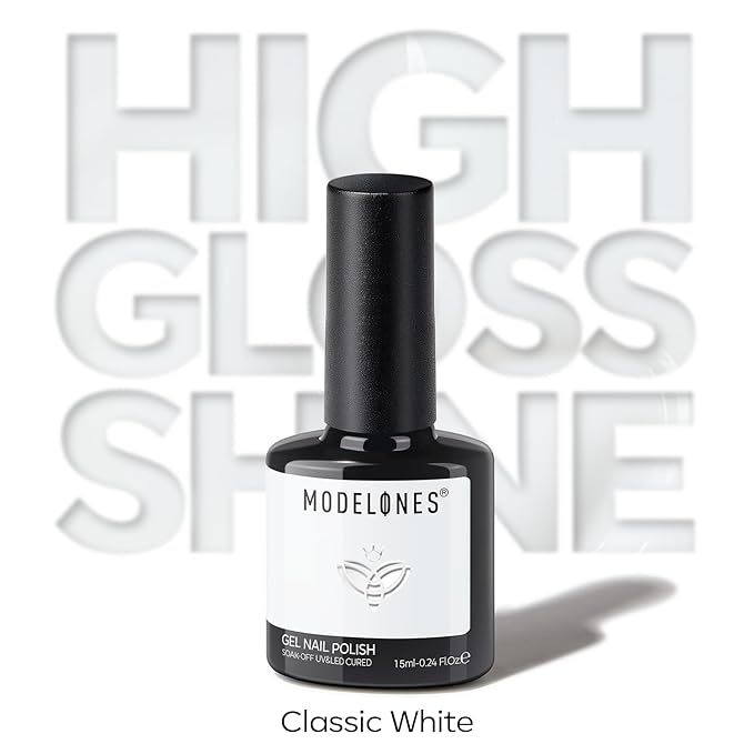 modelones White Gel Nail Polish Gel Polish Solid White Nail Poish Soak Off Pastel U V Nail Design Salon DIY Manicure 15 ML