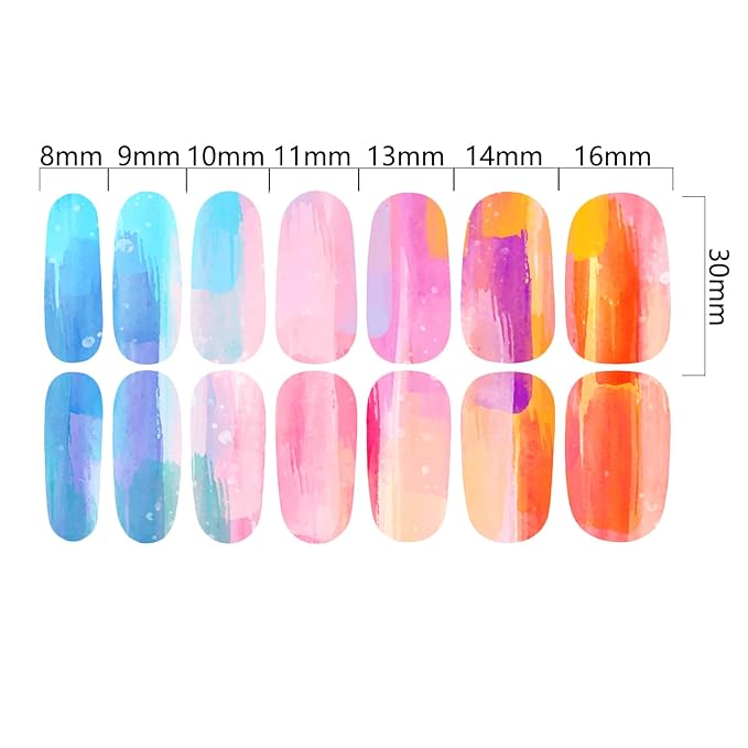 WOKOTO 12 Sheets Macarons Colors Gradient Nail Polish Strips, Marble Nail Stickers Full Wraps for Women Nail Art Wraps Colorful Graffiti Sticker Nails for Women Gel Nail Strips Kit