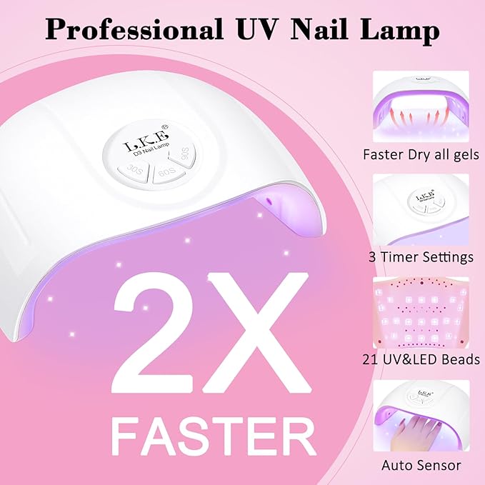 Gel Nail Polish Kit with UV Light, 36 Colors Nail Polish Set with Base and Matte&Glossy Top Coat Soak Off All Season Gel Nail Set Manicure Tools Gift for Women (36 Colors 02)
