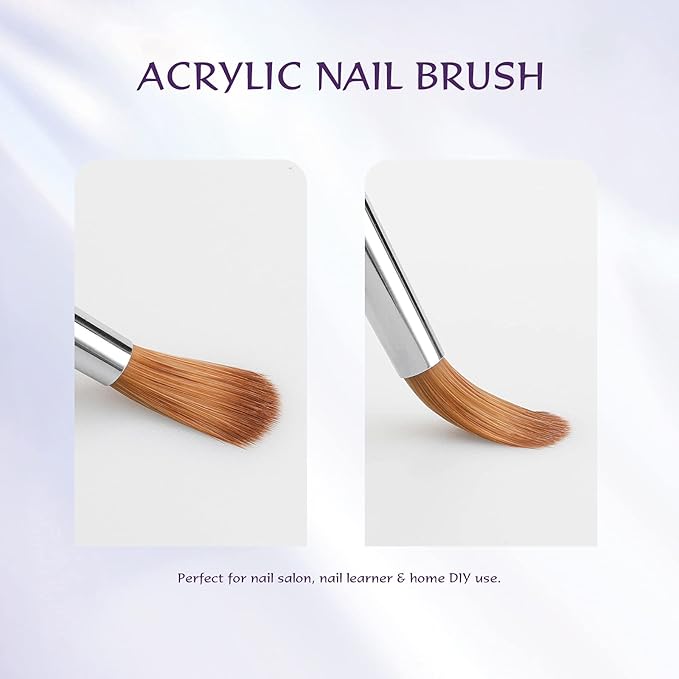 Aokitec 100% Kolinsky Acrylic Nail Brush #14 Oval Crimped Sable Wood Nail Art Brush for Acrylic Application Manicure Tool (Purple)
