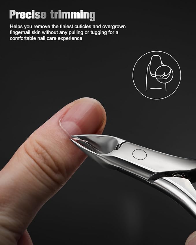 FERYES Full Jaw Cuticle Trimmer - Heavy Duty Nail Cuticle Cutter Clipper with Built-in Spring - Precision Cuticle Remover Tool for Perfect Nails