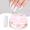 NXJ INFILILA Glitter Poly Nail Gel, Milky White Colors Poly Extension Gel Nail Enhancement, Thickening Glossy Builder Home DIY Salon Use for Girls UV/LED Nail Lamp Required P01