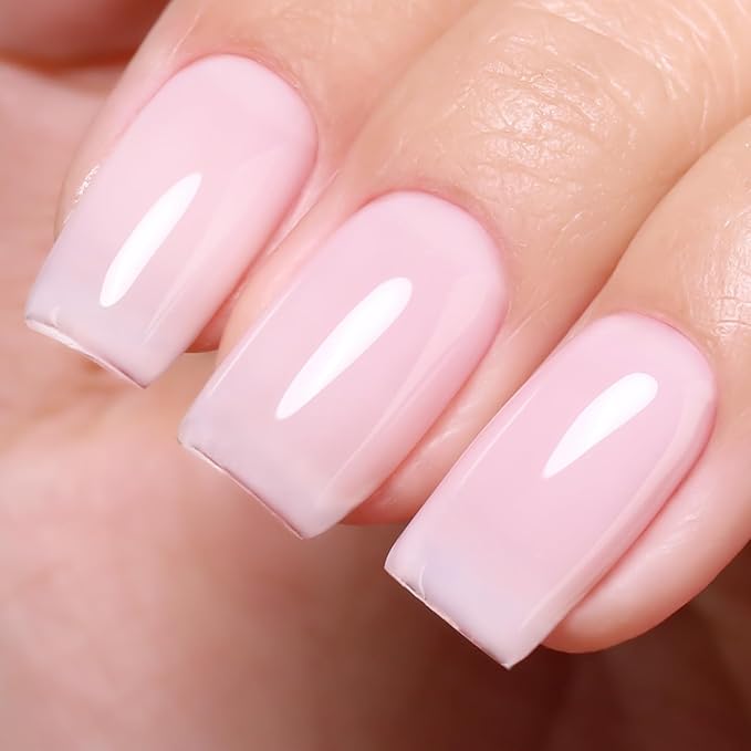 Imtiti Light Pink Jelly Gel Nail Polish, Milky Pink Sheer Translucent UV Gel Polish for Nail Art Soak off UV Led 10ML