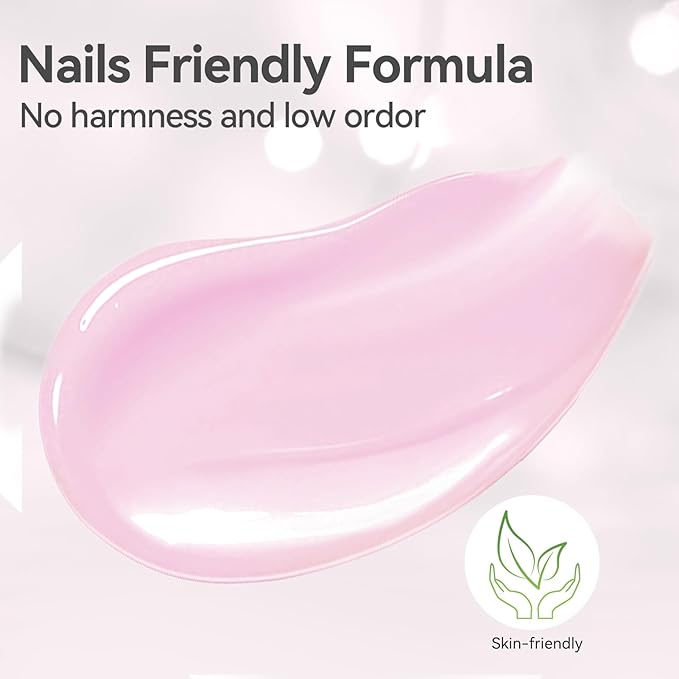 BORN PRETTY Builder Gel for Nails, 8-in-1 Milky Pink Clear Builder Nail Gel for Nail Apex and Gel Extension Strengthener, Nail GLue Gel Hard Gel Base Rhinestone Nail Glue Gel in a Bottle 15ml