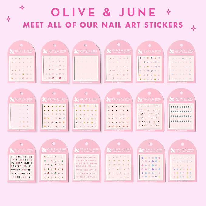 Olive & June Nail Art Stickers | Easy-to-Use Nail Designs | Nail Art Made Easy | Hand-Screened, No-Fade Ink | Accent, Mix & Match, or Cover Chipped Polish | Heart to Heart