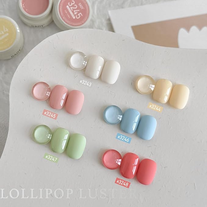 GAOY Pastel Gel Nail Polish Set, 6 Shades Including White Pink Blue Green Cream, for Gel Manicure Nail Art DIY & Color Painting, Lollipop Luster