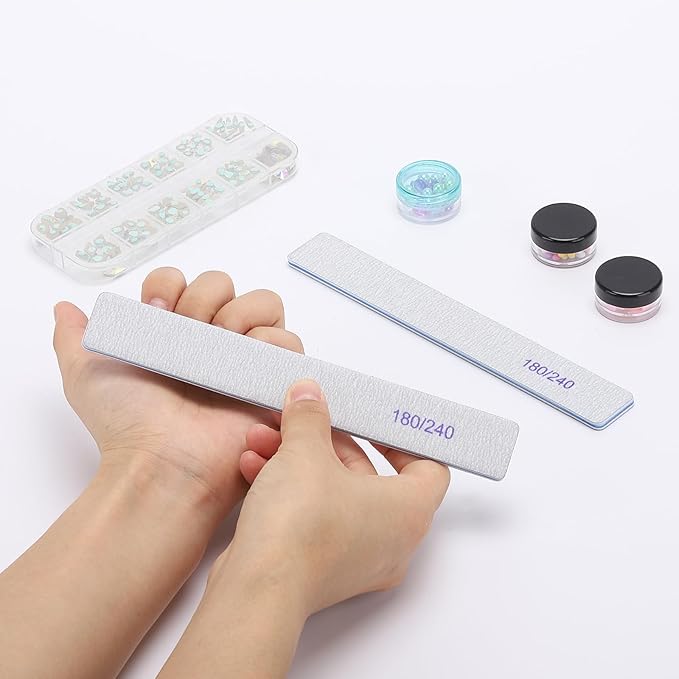 100 Pcs 180/240 Grit Nail Files for Arylic and Natural Nails, Double Sided Manicure Buffing Files