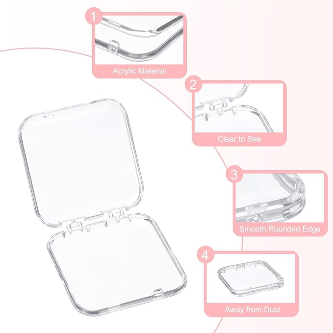 uxcell 20 Pcs Press on Nail Storage Box with Adhesive Double Sided Tape, Acrylic Nail Display Box for Nail Salon Home Storage Supplies, Clear