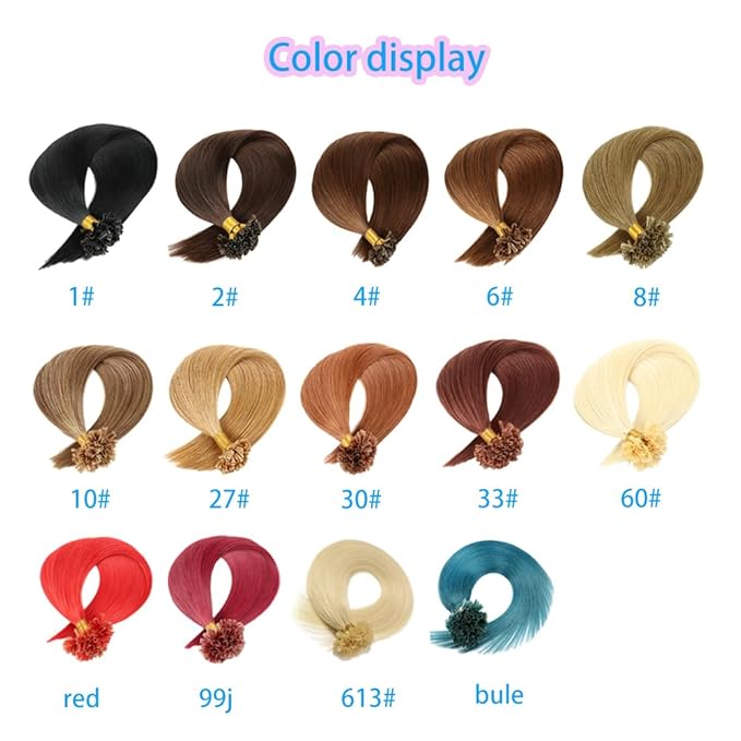 Curlable U-tip Human Hair Extensions 33# Copper Brown Keratin Nail Tip Hair Extension 100 Strands 0.5g/strands Straight Brazilian Remy Hair 18 Inch (45cm)