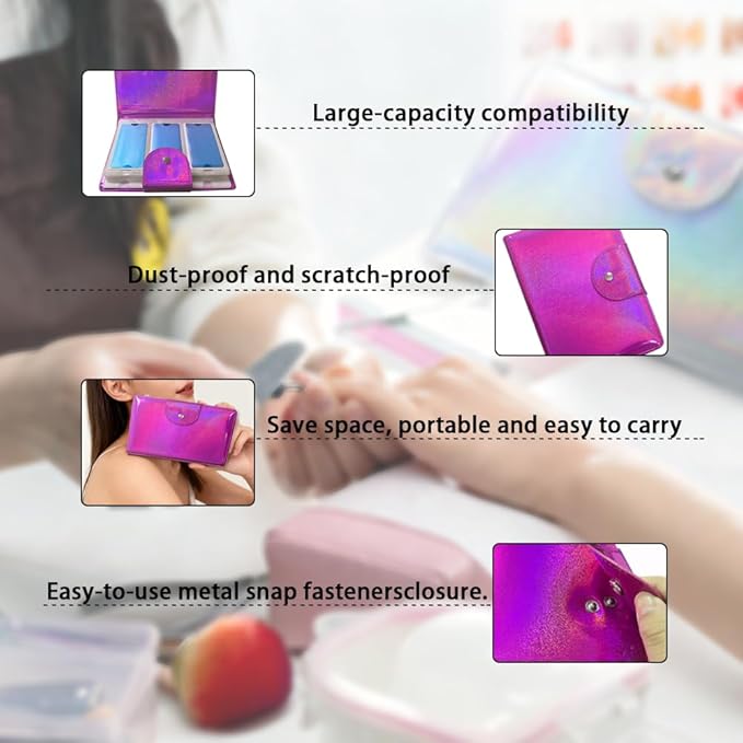 Finger Angel 60 Slots Nail Plates Holder Case Stamping Templates Organizer Retangel Nail Printing Molds Collection Manicure Tool Accessorie-6x12Cm Template Case Rose Red