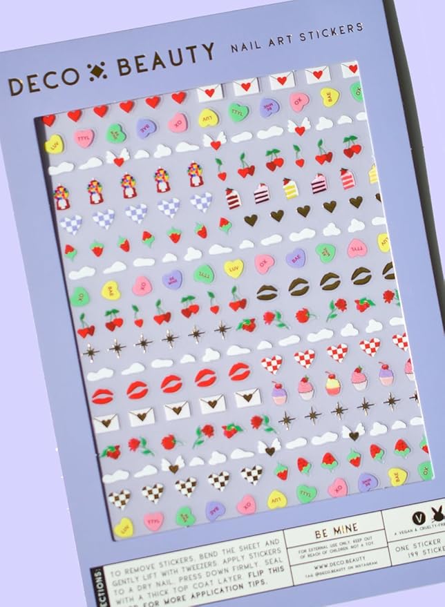 Deco Beauty Be Mine - Super Thin & Easy-to-Apply Nail Art with The Cutest Designs - Durable & Long-Lasting Nail Art Stickers and Decals for Women, for DIY at-Home Manicures & Salon-Quality Nails