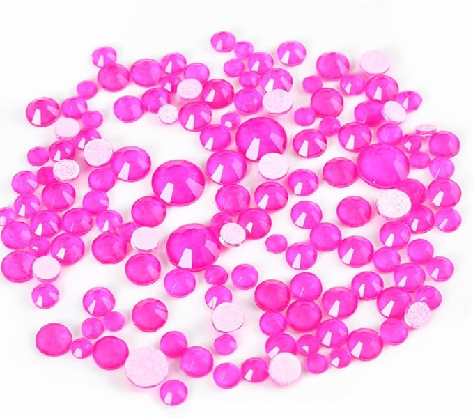 Blinginbox Flatback Glass Rhinestones,Bedazzler Gems 2880pcs Non Hotfix Crystal Rhinestones for Nail Charms Crafts Clothes Tumblers,Hot Pink Neon,Mixed SS6-20 of 0.07-0.18in