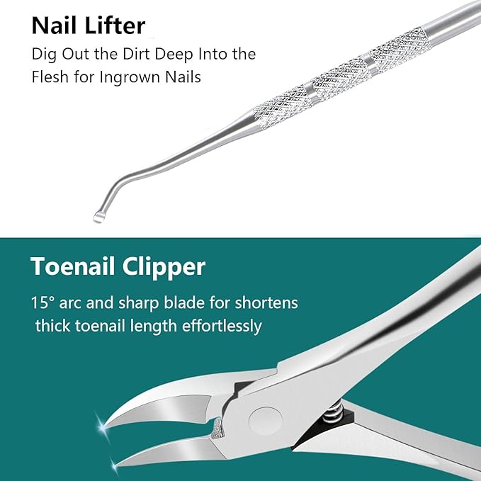 Pedicure Kit Ingrown Toenail Removal Kit Pedicure Tools for Feet with Callus Shaver Pedicure Set Stainless Steel Ingrown Toenail Tool Foot Care Callus Remover (40 Pcs Set)