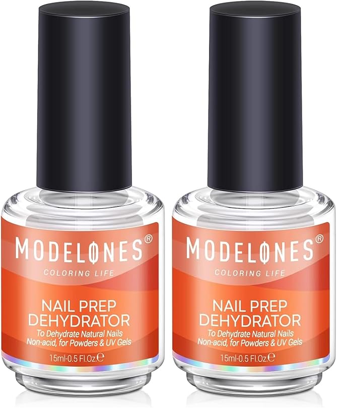 modelones Nail Dehydrator, 15 ml Acid Free Nail Prep Dehydrator for Acrylic Nails and Gel Nail Polish, Hema-Free Primer Bonder (Pack of 2)