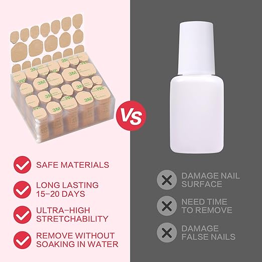 Curvlife 50 Sheets High Polymer Jelly Glue for Fake Nails, 12 Sizes Waterproof Breathable Double-Sided Nail Adhesives, 0.4mm Thick Press On Nails Glue Stickers for Daily Use