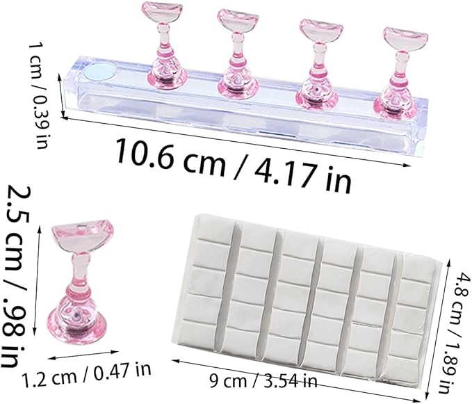 2 Sets Painting Nails Practice Stands, Art Fake Nail Holder, Fake Nails Holder, Acrylic Practice Nail Stand Set 30 Pcs Reusable Adhesive Putty