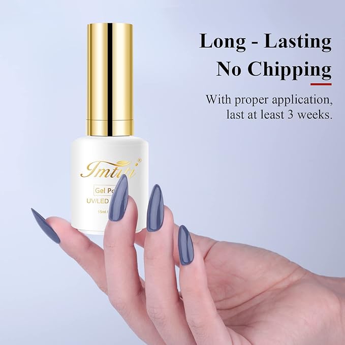 Imtiti Gel Nail Polish, 0.5 Fl Oz Lavender Grey Color Soak Off LED UV Polish for DIY Nail Art, Manicure Salon Kit for Women Girls