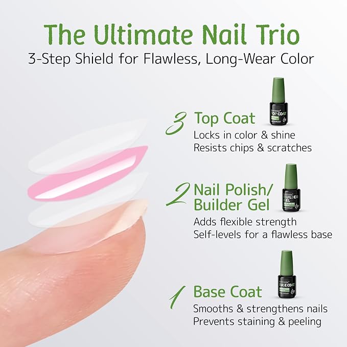 Base Coat Gel Polish for Nails, Clear Crystal Strengthen Apex Building Enhance Reinforce, Long Lasting 28+ Days, Safe Formula Protect Uneven Thin Damaged Weak Nail（U V Nail Lamp Needed）