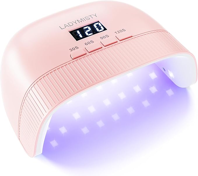 UV Nail Lamp - Fast Drying, UV Light for Gel Nails with 30 Dual Lamp Beads, 4 Timer, LCD Display, Energy Efficient LED Nail Light for Home & Salon Pink