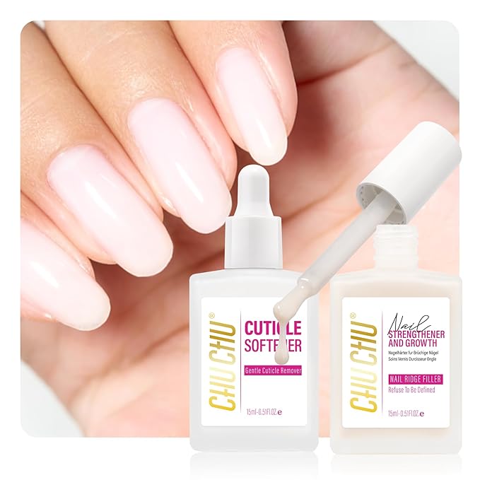 CHUCHU Nail Repair and Cuticle Softener: Milky White 2pcs 15ml Protein Keratin Strengthener for Weak Ridges Discolored Nails Women Clean Natural Look