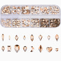 153pcs 3D Nail Diamonds Crystal Golden Shadow Flat Back Gem Stones for Nail Art Decoration + 960pcs Mix Loose Round Rhinestones Set Supply