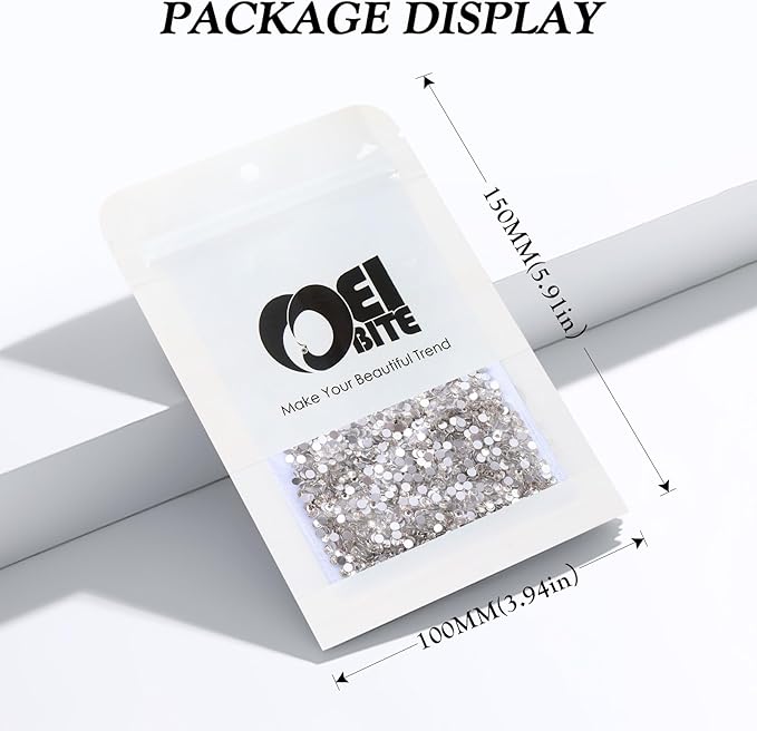 Crystal Clear Flatback Rhinestones, Glass Rhinestones for Nail Art and Craft, Glue Fix, Loose Crystal Gemstones(Crystal, SS10, 2880pcs, 2.7-2.8mm)