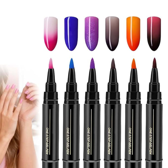 Professional Nail Pen Set,6/12/18 Colors per Set,3 in 1 Quick Dry Nail Polish Pens,Colorful Gel Pens for DIY Nail Art, Easy Nail Polish Pen for Women Girls (A Set/6pcs)