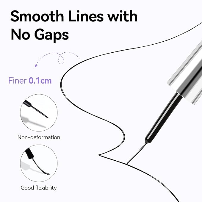 MIZHSE Gel Liner Nail Art, White and Black Painting Gel Polish, Glossy Effect Drawing Line Stripe Swirls French Nail Design DIY Manicure Soak Off Nail Art
