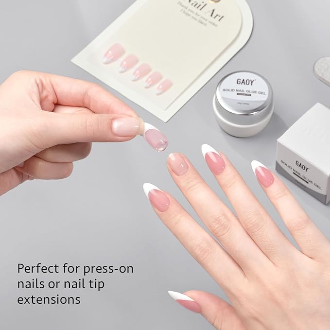 GAOY Solid Nail Glue Gel for Nail Tips, 15g Strong Solid Glue for Press Ons, False and Acrylic Tips, UV Light Cure