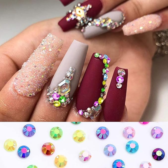 18000pcs (3.4.5mm) 5D Nail Rhinestone DIY Flat Bottom Kit Phone Case Accessories Jelly Flatback AB Jelly Kit AB Rhinestones for Nail Design Charms Gem(3MM18000PC)