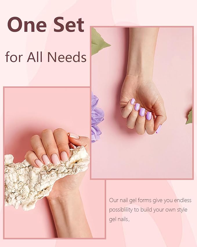 144 Pcs Nail Forms, MORGLES 2 Sizes Poly Extension Gel Dual Forms, Coffin Nails Extension with Stiletto Shape Molds, 10 Pcs Clips with Files for Home & Salon