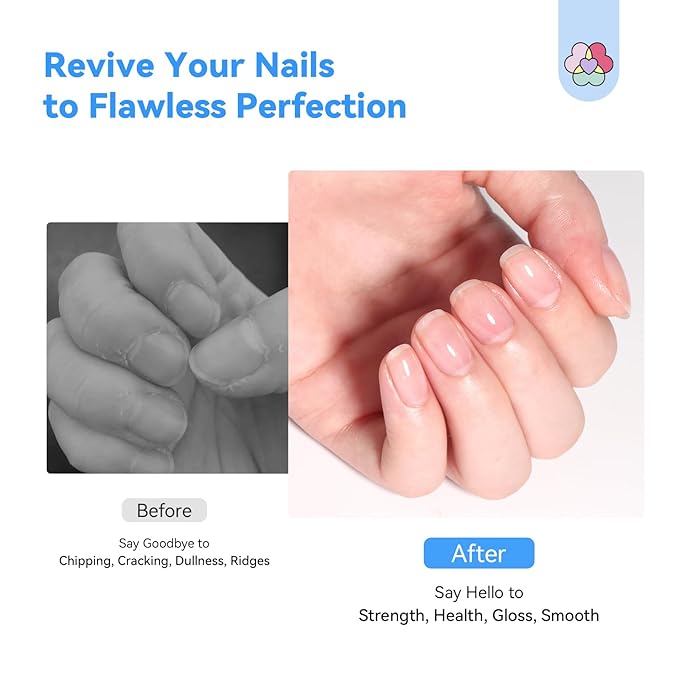 SAVILAND Clear Nail Strengthener 15ml: Fast Air Dry Natural Nail Growth for Damaged Nails Transparent Nail Polish Strengthening Repair Weak & Thin Nails Treatment with Castor Oil Vitamin E Women Gift