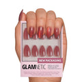 Glamnetic Press On Nails - Rose Fake Nails | Short Almond Rosy-Pink Nails with a Mesmerizing Metallic Finish | 15 Sizes - 30 Nail Kit with Glue