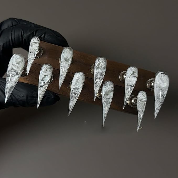 3D Dragon Claw Press on Nails,10 Pcs Halloween Gothic Eagle & Cat Claw Design Reusable Detachable Glossy Stiletto Fake Nails for Women Size S
