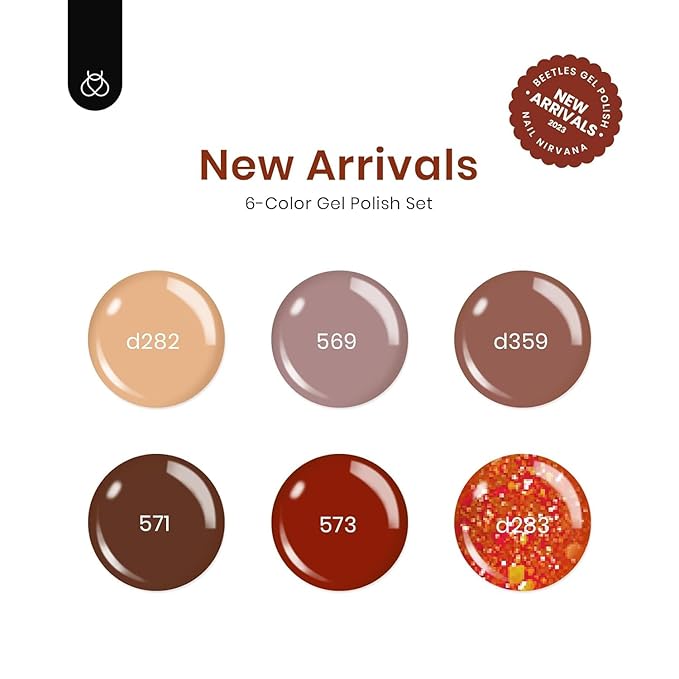 Beetles Gel Nail Polish Set - Nude Brown Burgundy Red Natural 6 Colors Skin Tones Gel Nail Polish Soak off Nail Uv Lamp Manicure Caramel Collection Gifts for Women