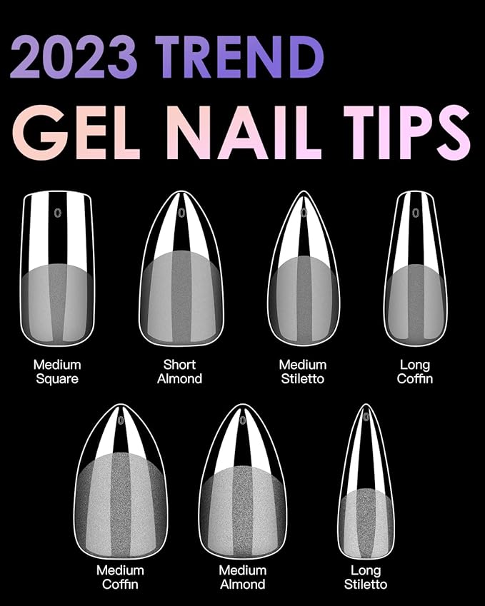 Soft Gel Nail Tips Medium Stiletto, 120PCS Pre Buff Full Cover Shaped Nail Extenison Tips Half Matte Gel Nail Tips BORNBYME