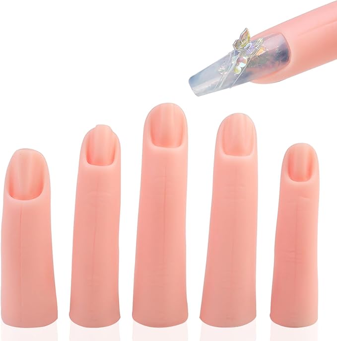 Silicone False Finger Practice Fingers with Magnet False Training Fingers Nails Art Training Fingers for Acrylic Nails, 2