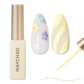 MAYCHAO Creamy Yellow Swirl Gel Liner Nail Art Polish, 8ml Spring Summer Pastel Maize Yellow Gel Color Built-in Thin Brush, UV Light Cure for French Nail Tips DIY Manicure at Home Salon