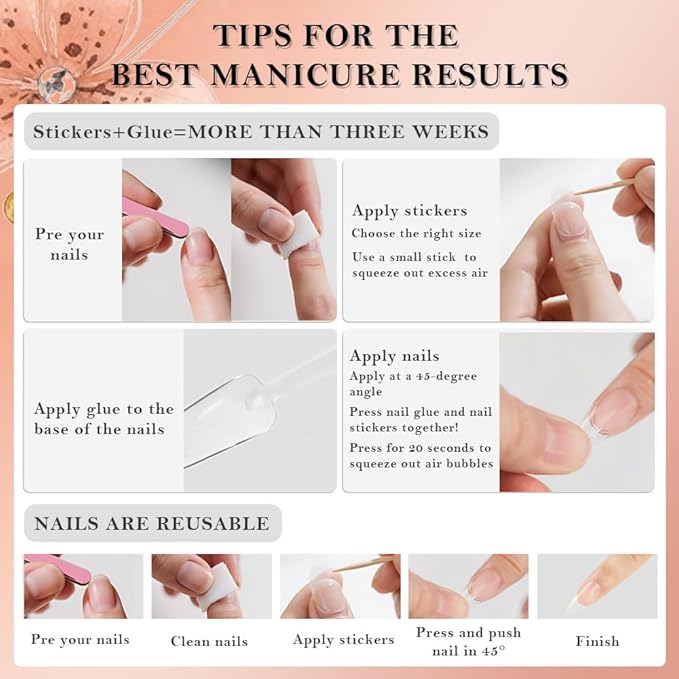 3D Press on Nails Medium Almond with Leopard & Flower Design, Sexy 3D French Tip Nail Press ons Glossy Stick on Nails for Women Reusable with Kit, Stick on Sexy Fake Nail with Designs Perfectly Fit