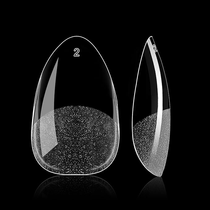 Almond False Nail tips-Half matte nail extension tips full cover almond nail tip kit press on 10 sizes 600pcs pre-shaped Almond nail tips set false nail tips for nails Salon Or Home DIY