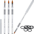 Patelai 3 Pcs Kolinsky 3D Nail Art Brush Set for Acrylic Powder Sculpture Nail Art Brush Size 6/8/10 with silver Metal Nonslip Grip Handle for Acrylic Powder Application