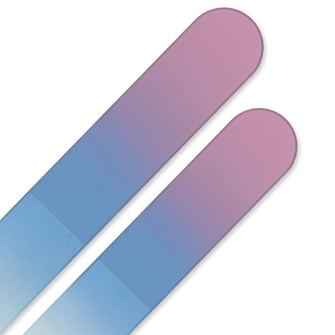 Mont Bleu Set of 2 Color Glass Nail Files - Each File is in Black Pouch - Handmade Gifts for her - Genuine Czech Tempered Glass - Premium Nail File for Women